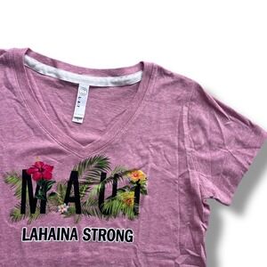 LAT Apparel Women S Heather Pink Maui Lahaina Strong VNeck Graphic T-Shirt Beach